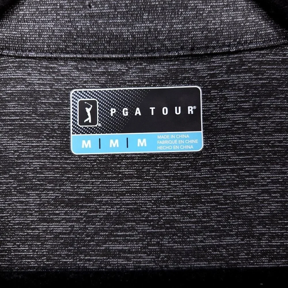 PGA Tour Quarter Zip Pullover Long Sleeve Men's Medium Polyester Golf Shirt Gray - Picture 9 of 13